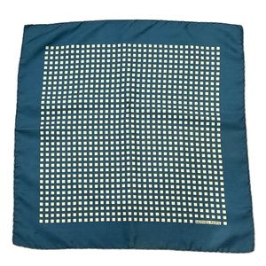 VINTAGE HERMES BLUE AND CREAM SILK POCKET SQUARE